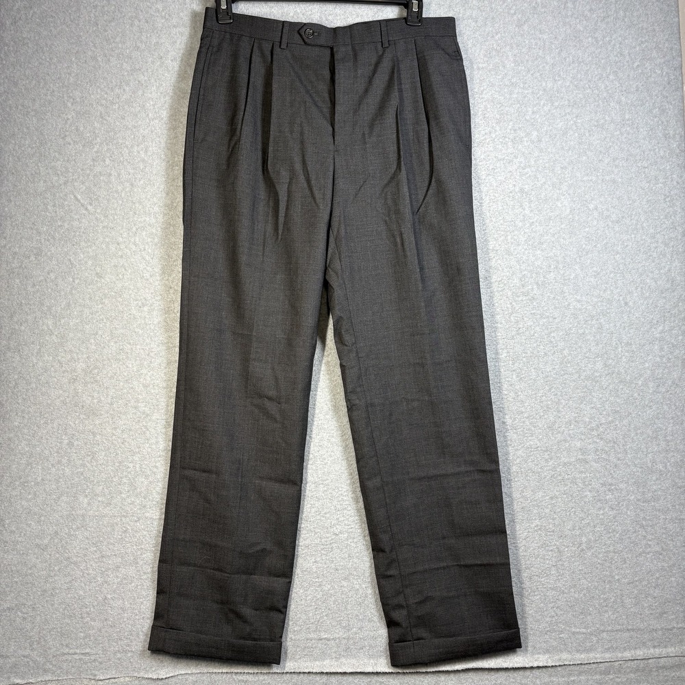Lauren Ralph Lauren Dress Pants Mens 33x32 Gray Wool Pleated Total Comfort